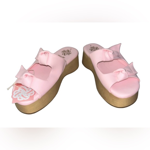 🌸 NWT!! SAM & LIBBY PASTEL PINK INDIE DOUBLE BOW SANDAL SLIDES!! 🌸 - Picture 3 of 16